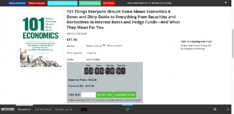 The Auction functionality in CS-Cart