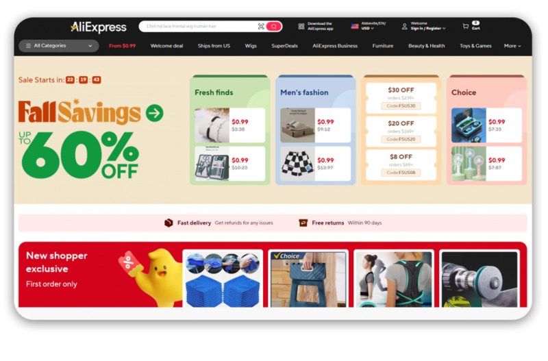 AliExpress—one of the largest drop-shipping B2C eCommerce platforms