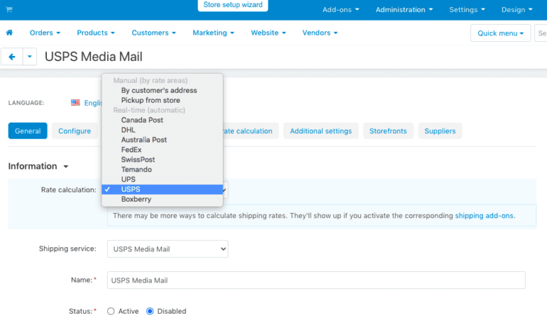 Shipping options in CS-Cart Multi-Vendor