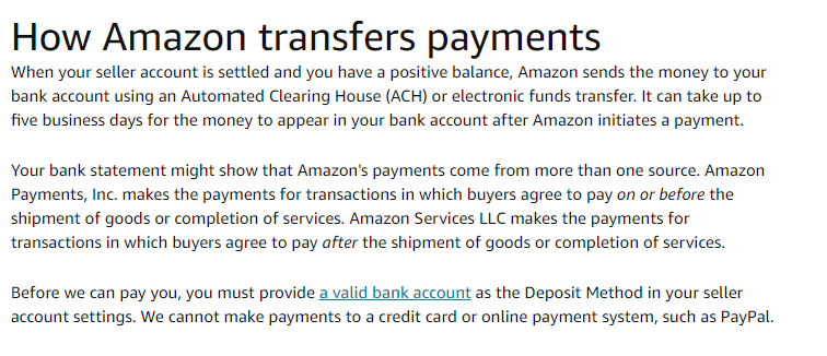 How Amazon transfers payments
